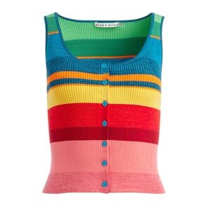 Alice + Olivia Daryn Button Cropped Tank in Multi